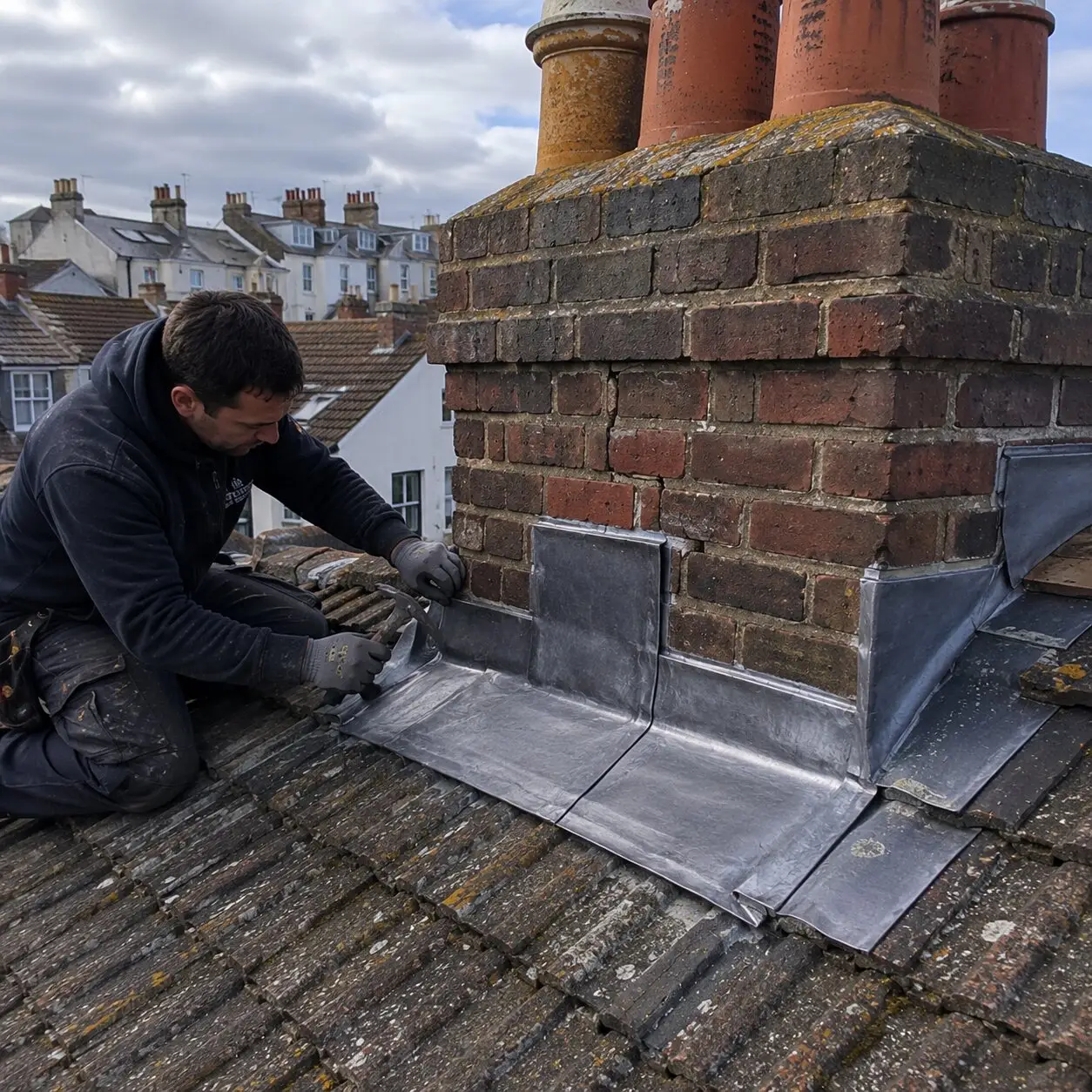 Chimney lead flashing repair in Hove