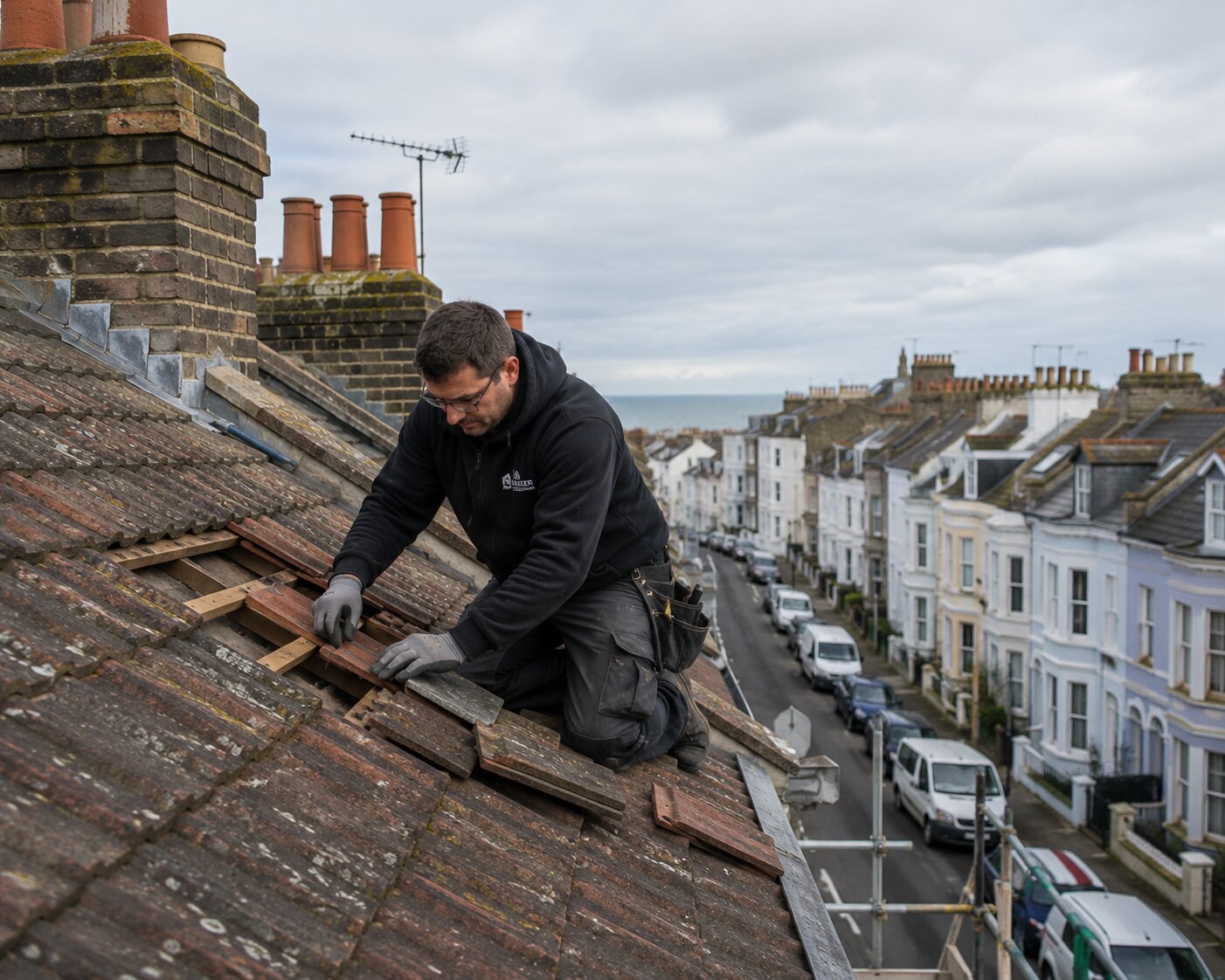 Roof tile and batten repair in Brighton