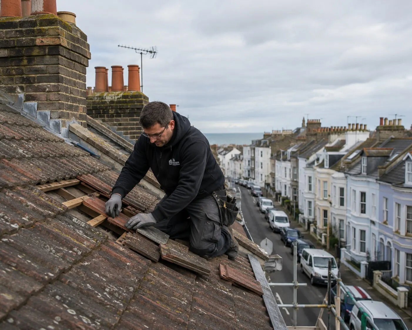 Roof tile and batten repair in Brighton